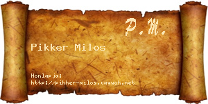 Pikker Milos névjegykártya